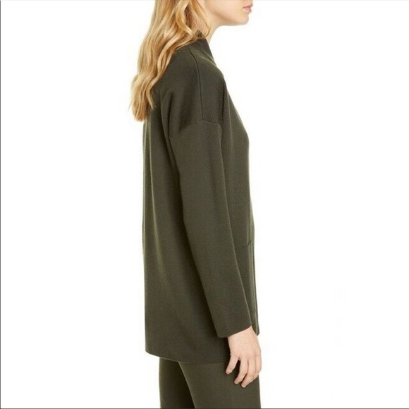 Eileen Fisher Merino Blend Notch Collar Cardigan - Picture 3 of 10